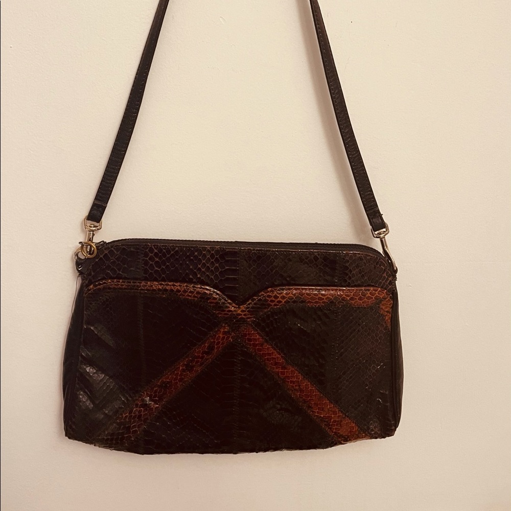 Margolin Snake Skin Bag Black and Brown Vintage